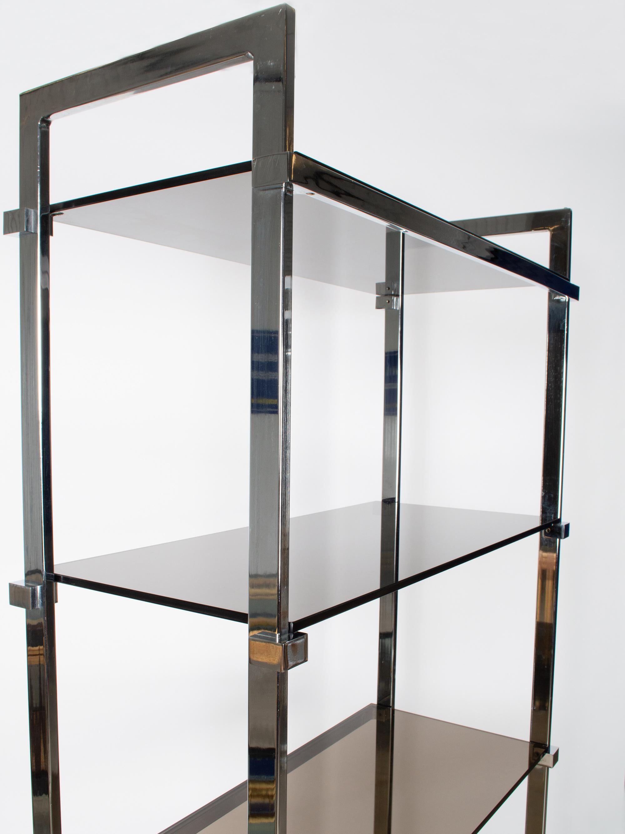 Late 20th Century Pair of Midcentury Chrome and Glass Étagère Display Shelves, England, circa 1970