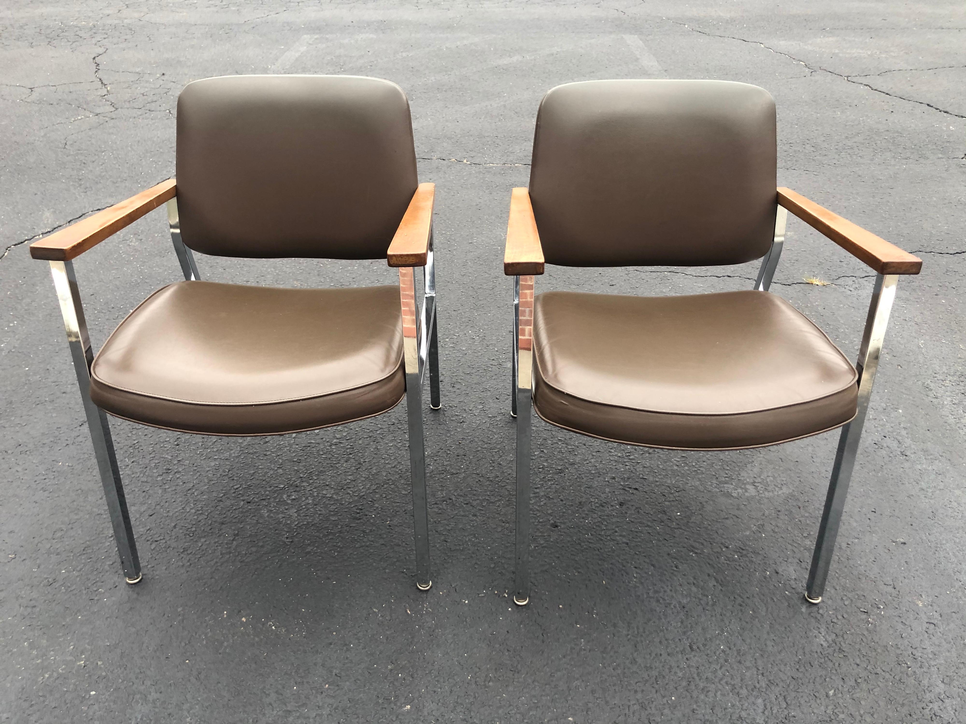 Pair of Mid Century Chrome Office Chairs 3