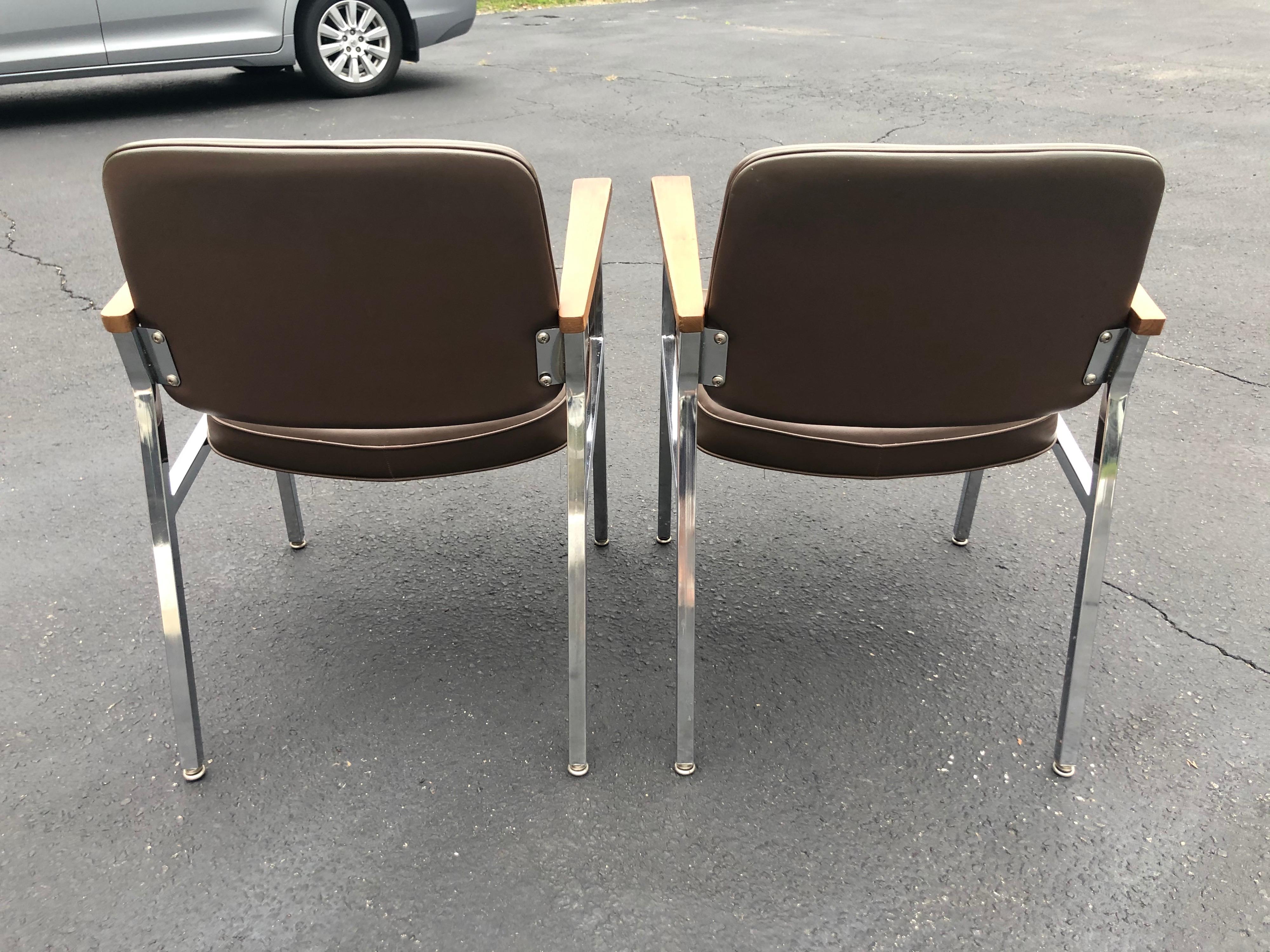 Pair of Mid Century Chrome Office Chairs 6