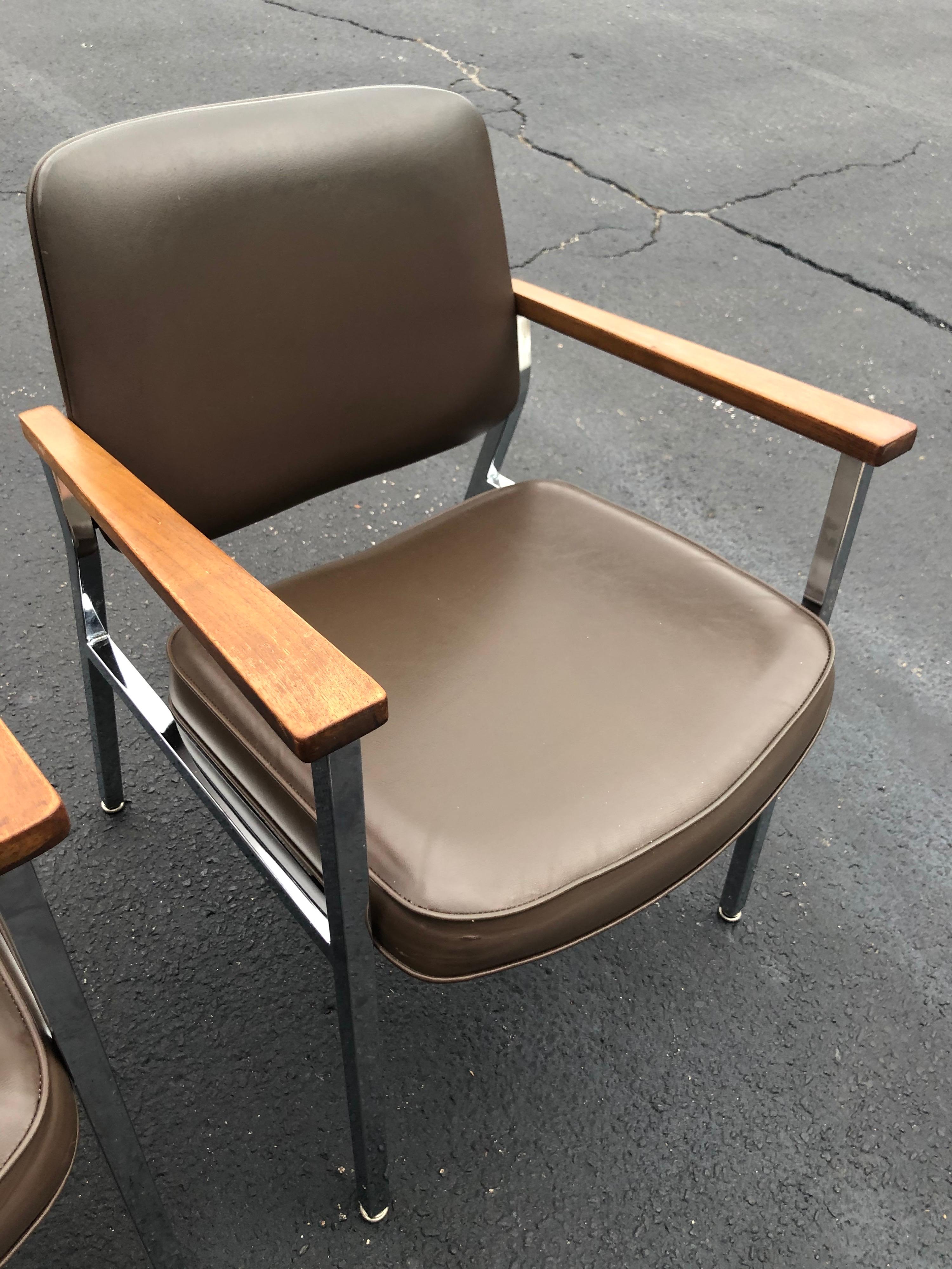 Mid-20th Century Pair of Mid Century Chrome Office Chairs
