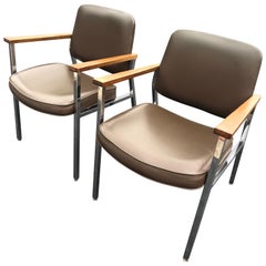 Pair of Mid Century Chrome Office Chairs