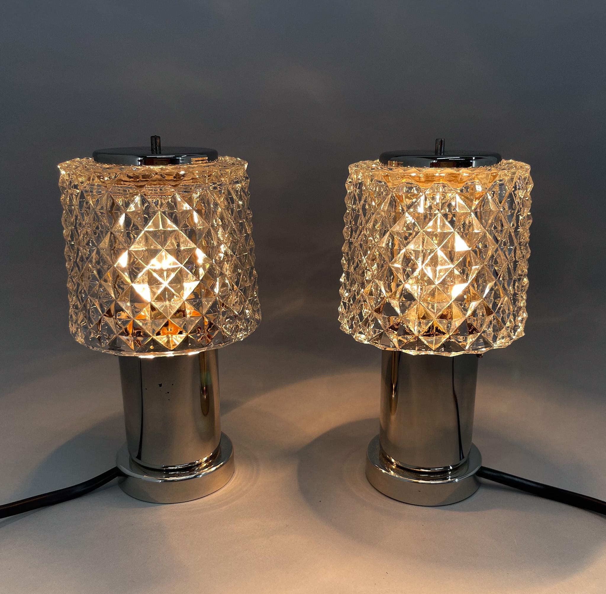 Pair of Mid-Century Chrome Table Lamps, 1960's / 4 Pairs Available For Sale 3