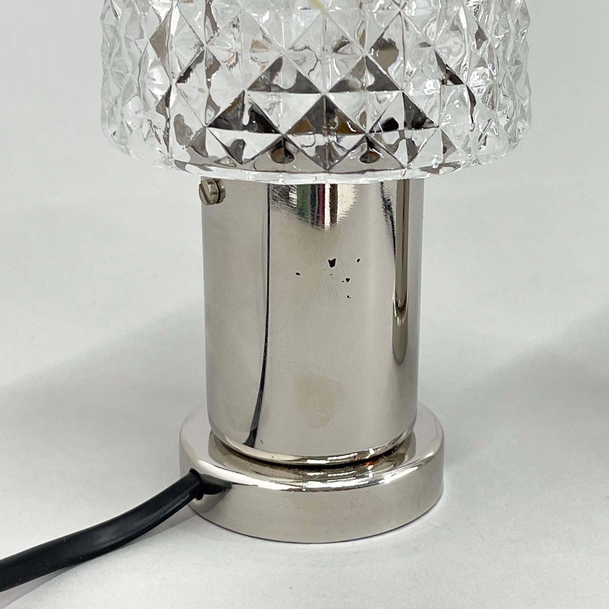 Glass Pair of Mid-Century Chrome Table Lamps, 1960's / 4 Pairs Available For Sale
