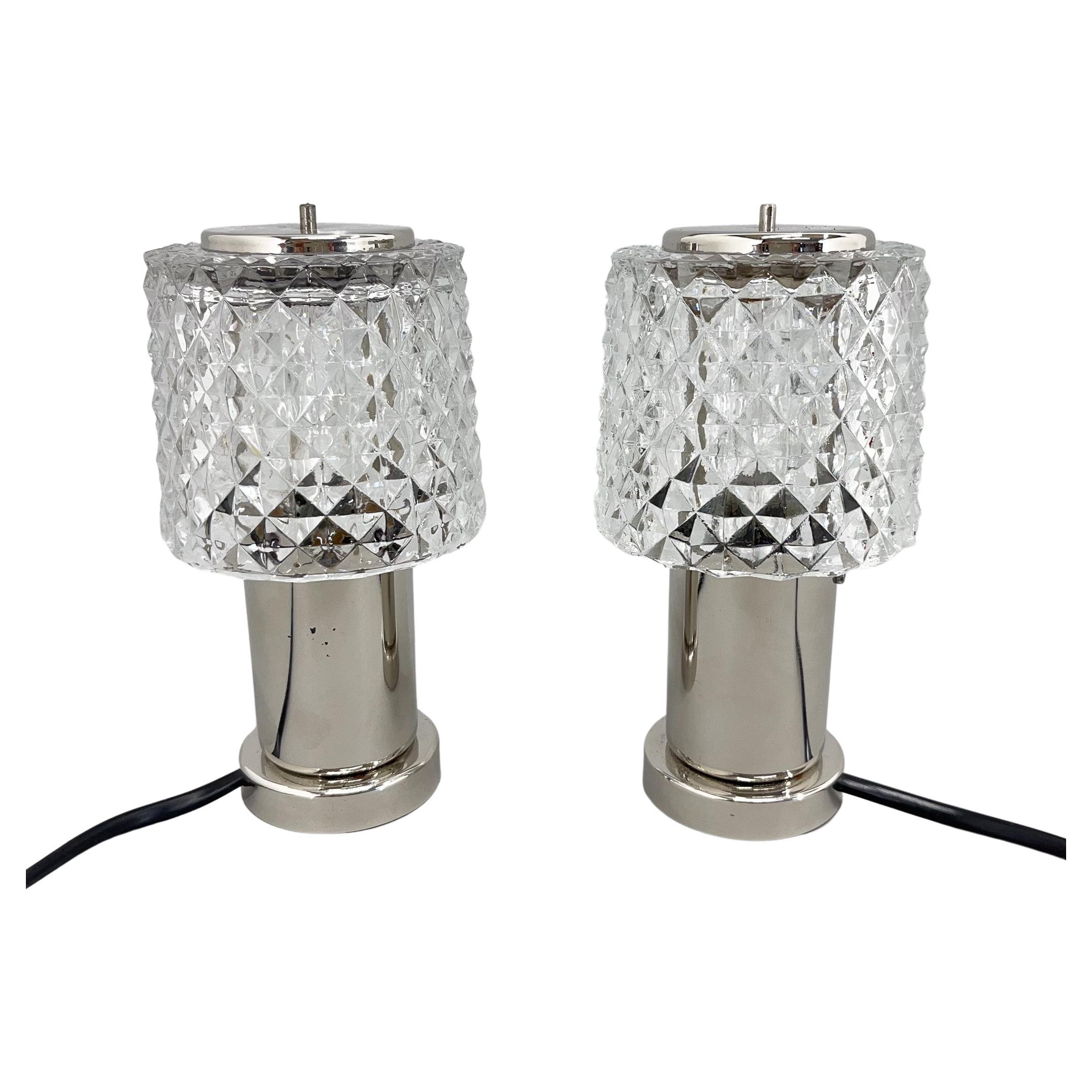 Pair of Mid-Century Chrome Table Lamps, 1960's / 4 Pairs Available