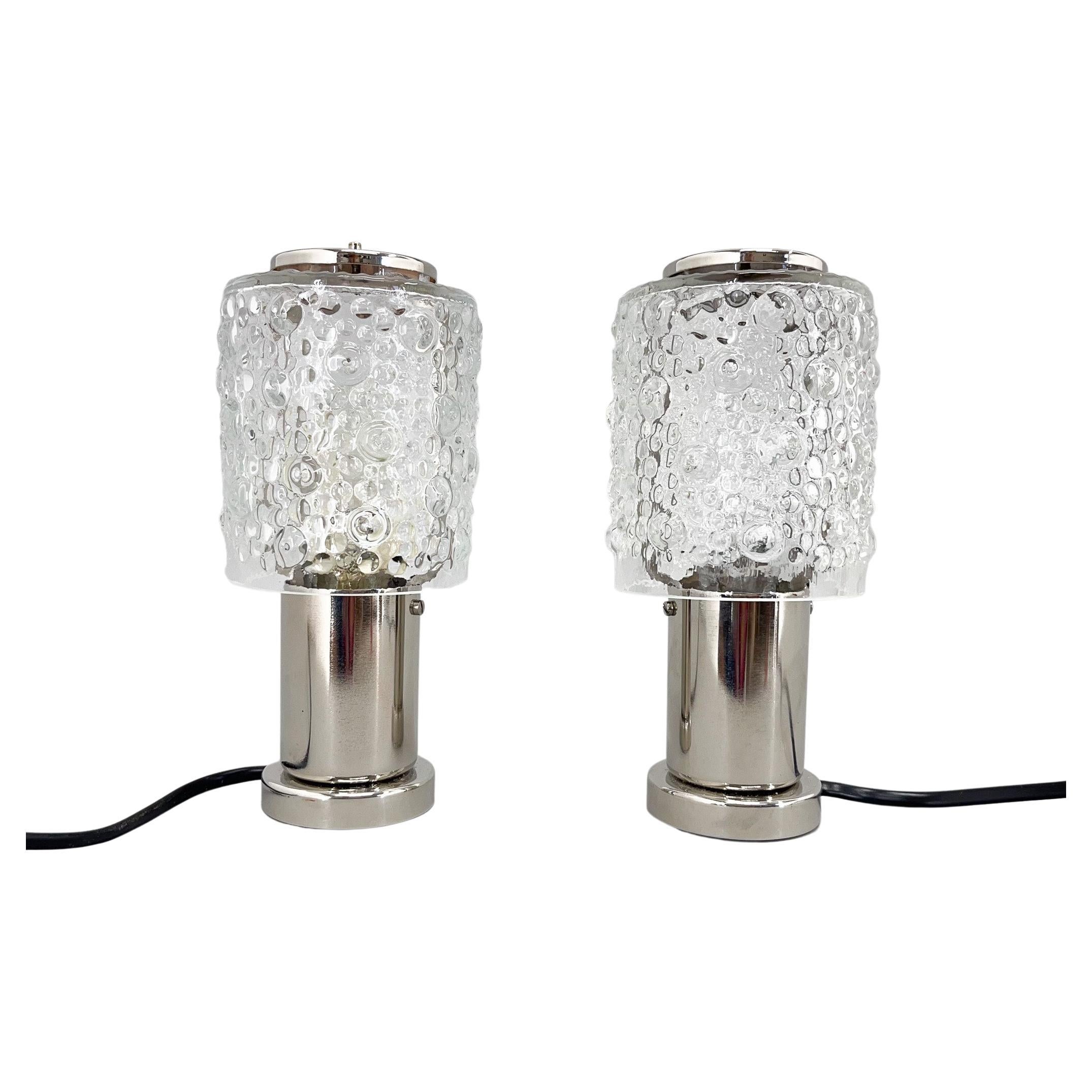 Pair of Mid-Century Chrome Table  Lamps, Kamenicky Senov, 1960's