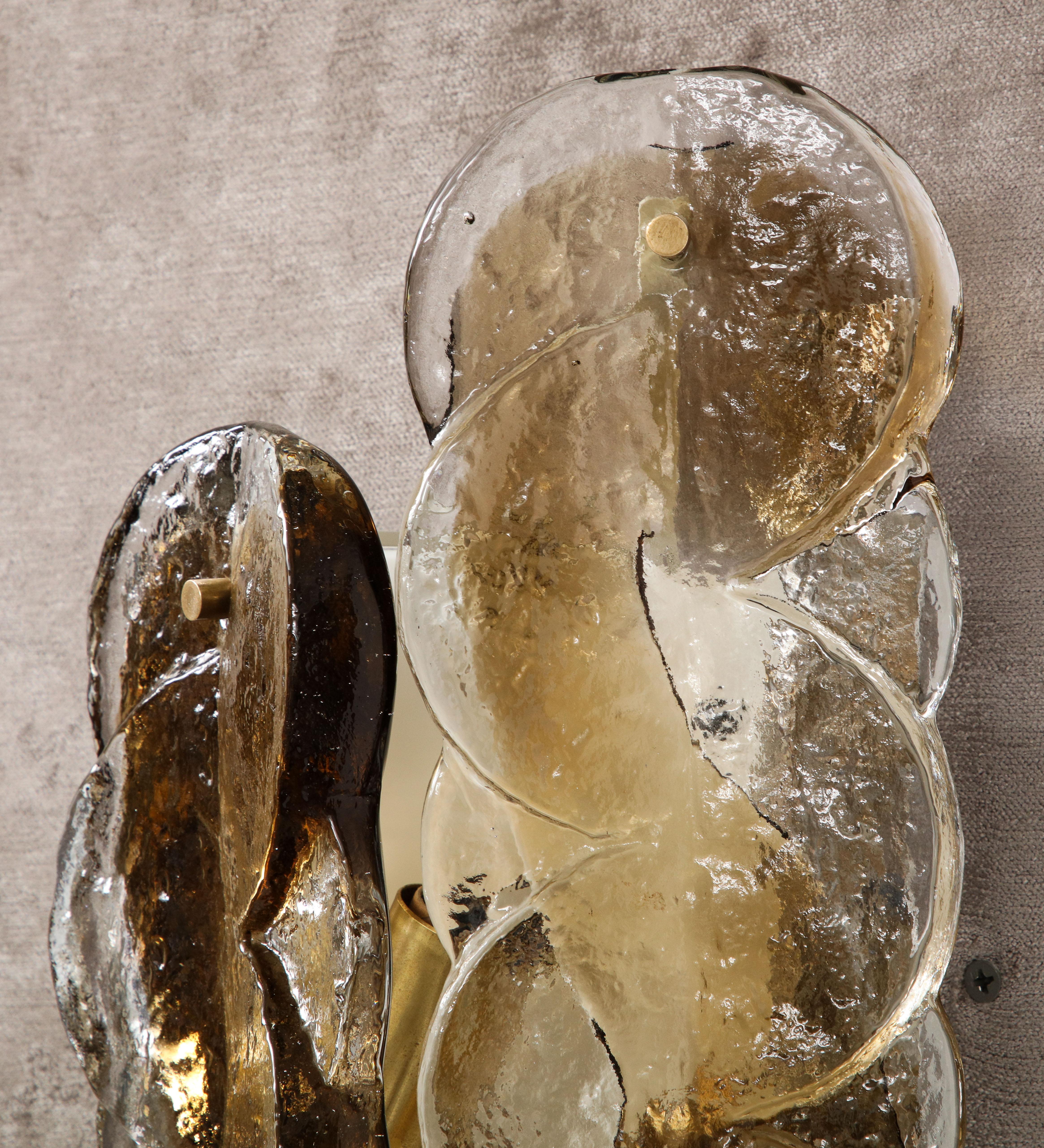 Pair of Mid-Century Citrus Swirl Glass Sconces by Kalmar. 4