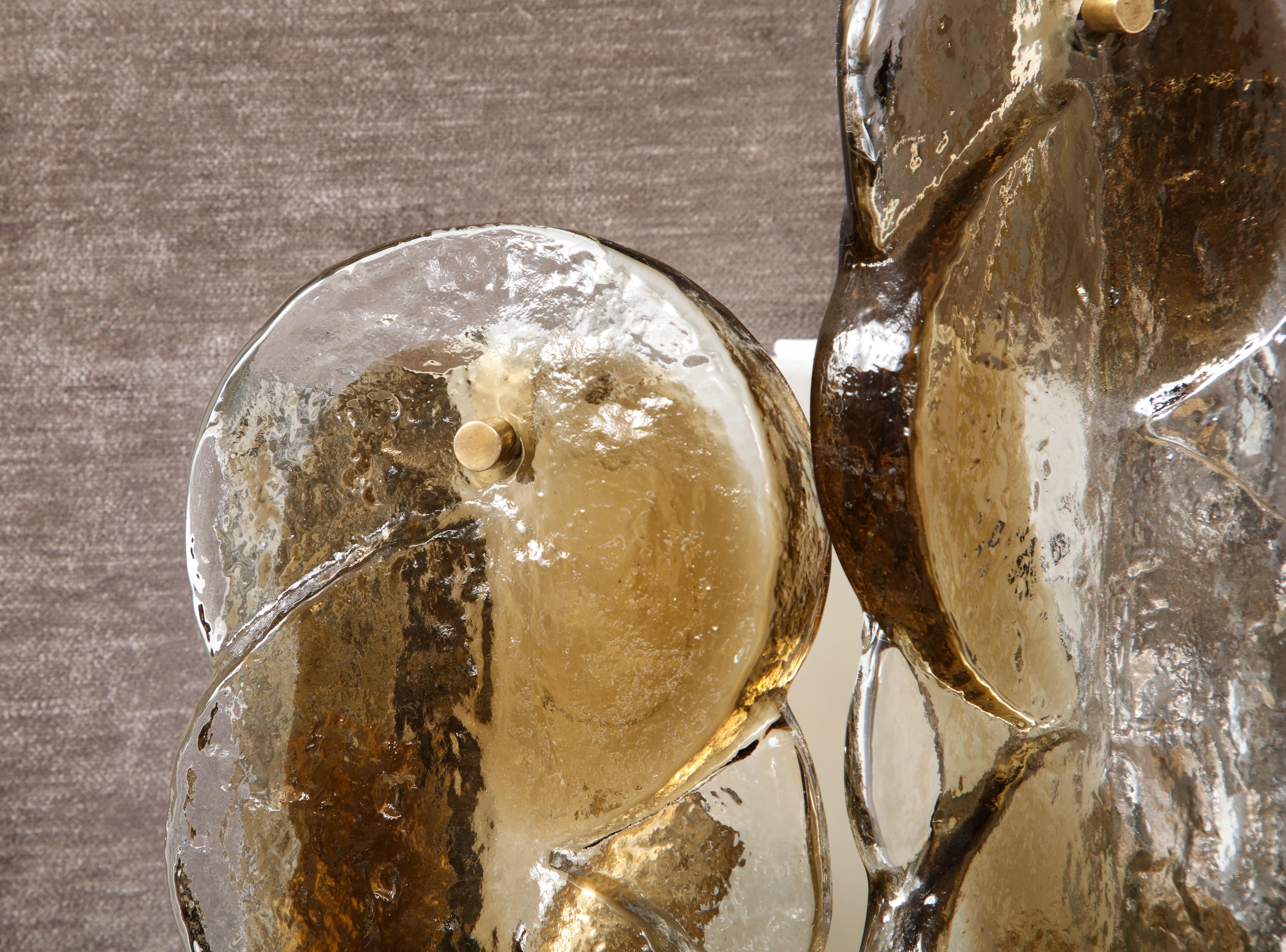Pair of Mid-Century Citrus Swirl Glass Sconces by Kalmar. 2