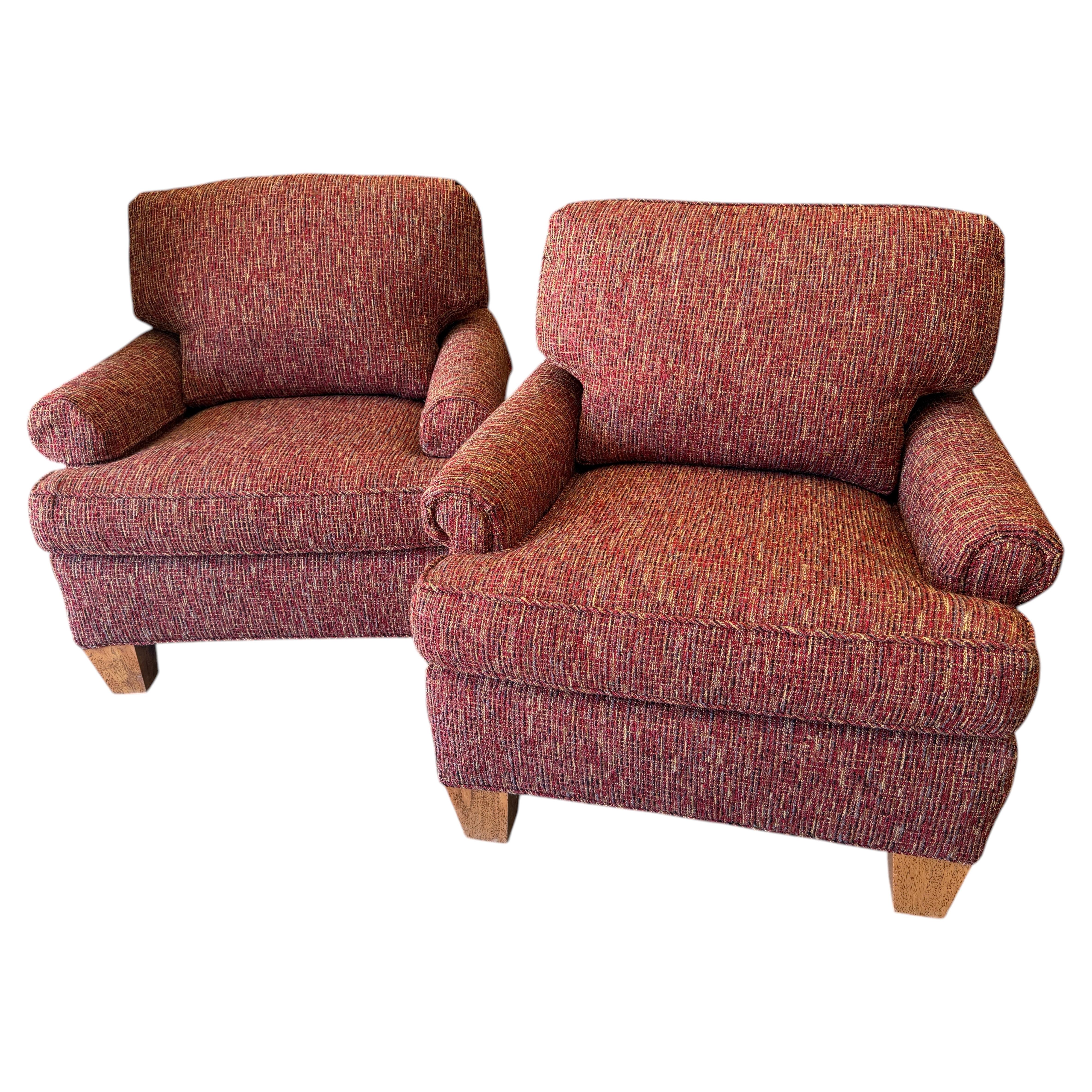 Pair of Mid Century Club Chairs, newly upholstered