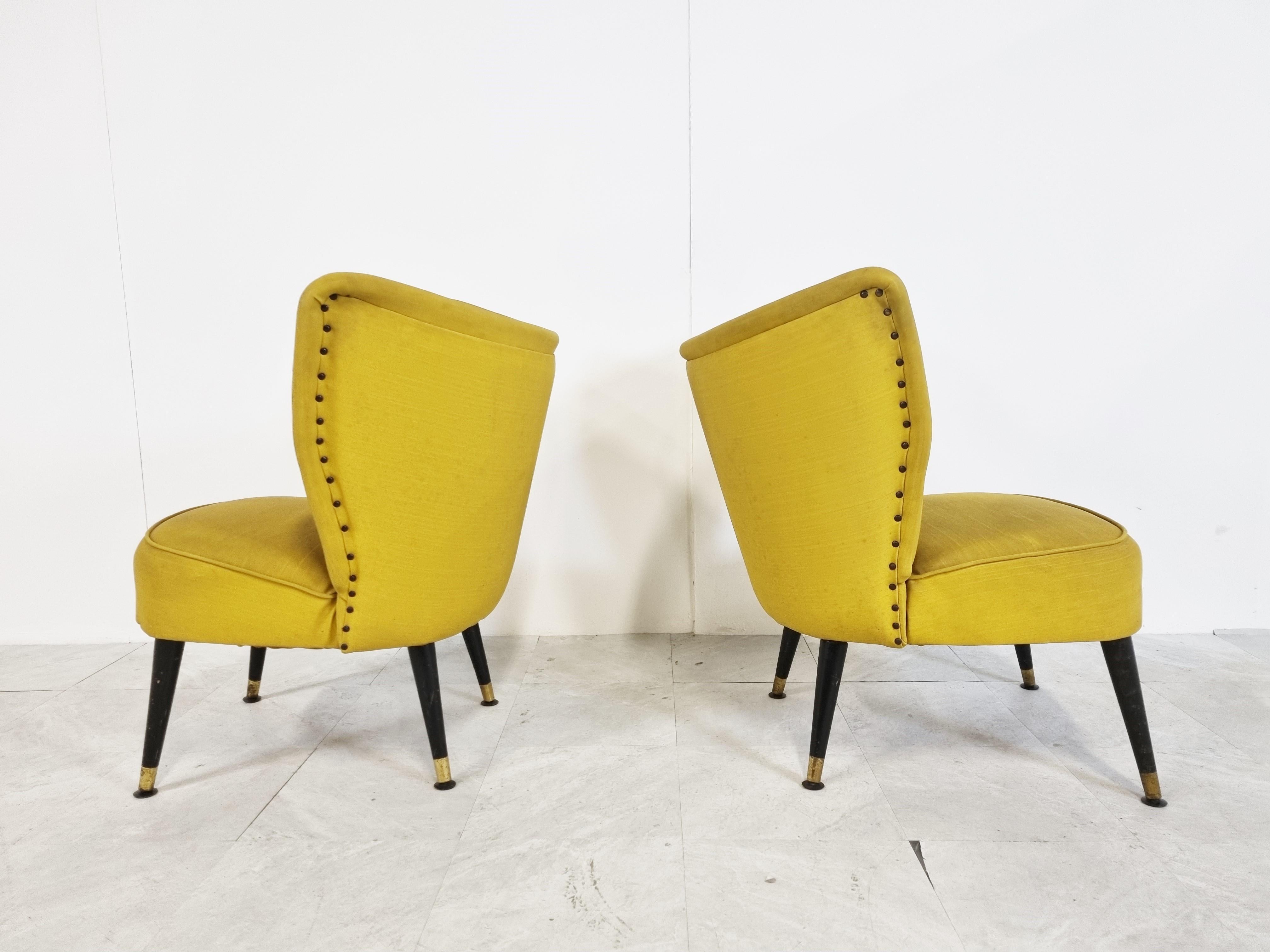 Fabric Pair of Mid Century Cocktail Chairs, 1960s