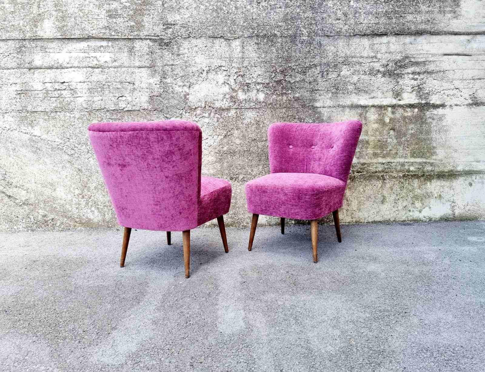 Tissu Paire de chaises de cocktail du milieu du siècle dernier, design scandinave, années 60 en vente
