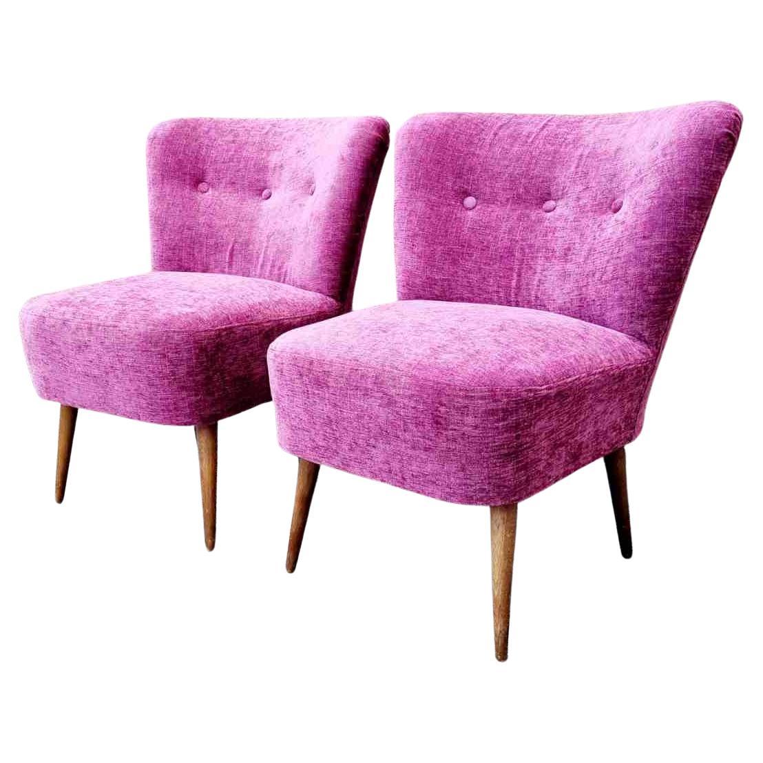 Paire de chaises de cocktail du milieu du siècle dernier, design scandinave, années 60 en vente
