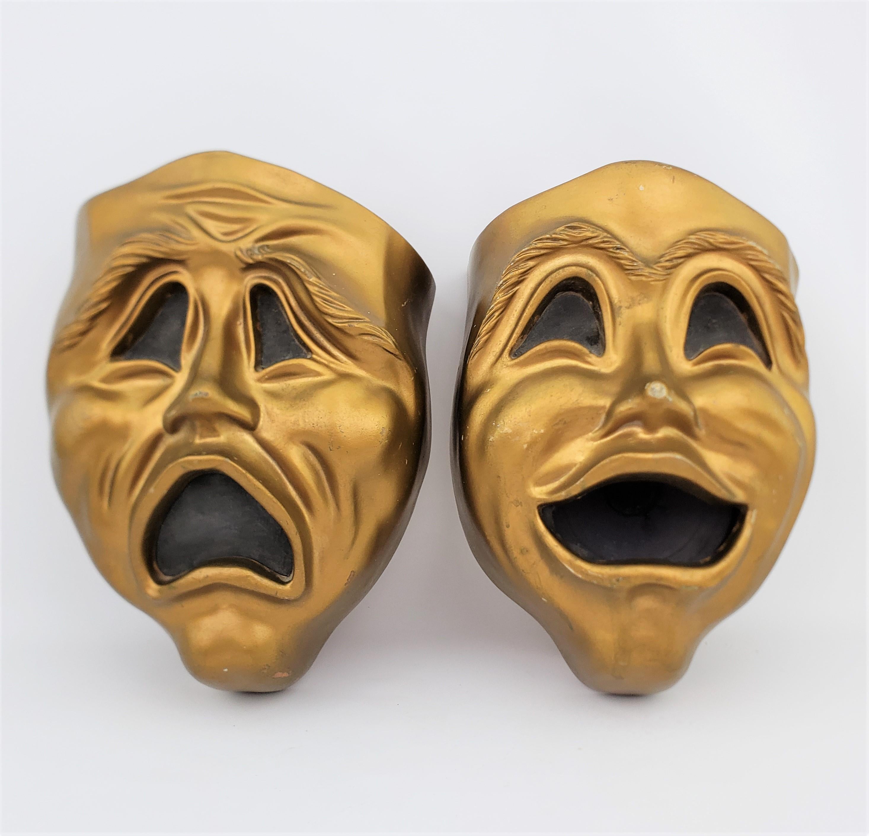 Pair of Mid-Century Comedy & Tragedy Mask Novelty Wall Speakers or Sculptures 1