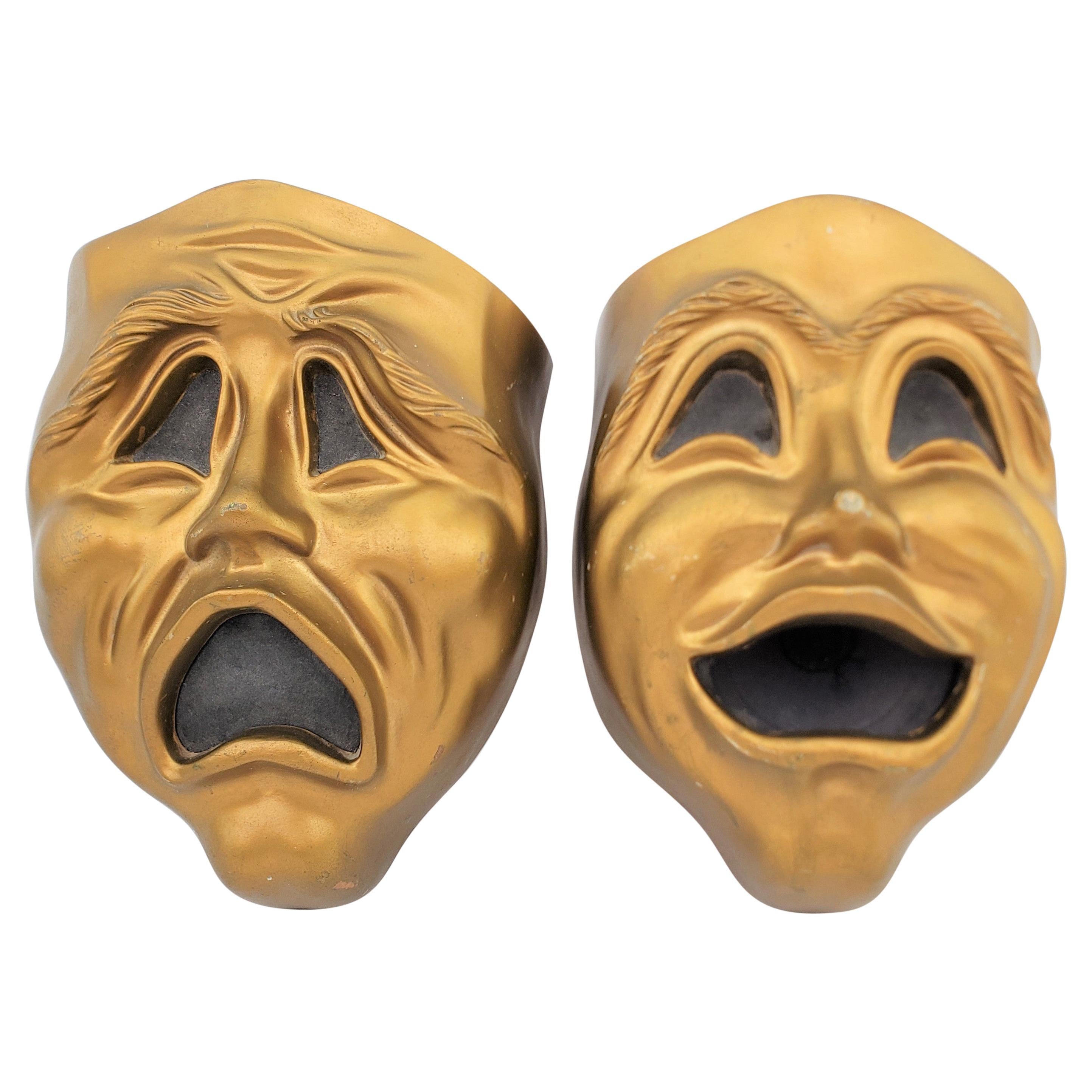6" Comedy and Tragedy Masks Theater Rusty Metal Vintage Ornament Craft Sign 
