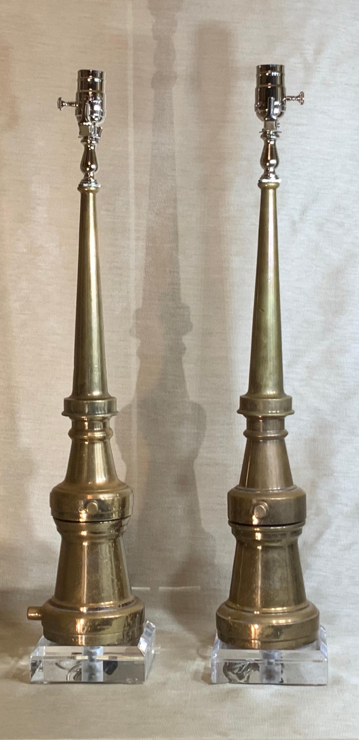 American Pair of Midcentury Copper Table Lamps For Sale