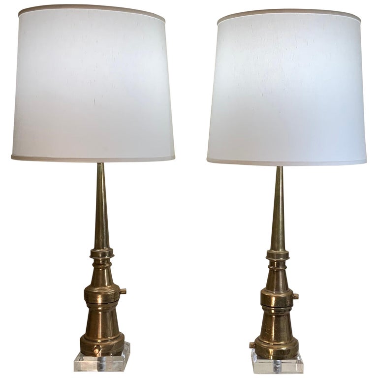 Pair of Midcentury Copper Table Lamps For Sale
