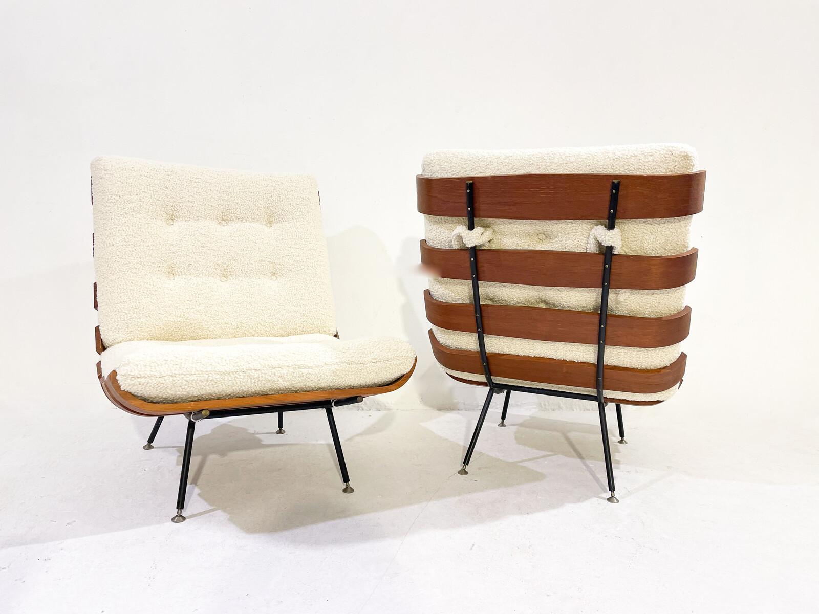 Mid-Century Modern Pair of Mid-Century Costela Lounge Chairs by Carlo Hauner and Martin Eisler  For Sale
