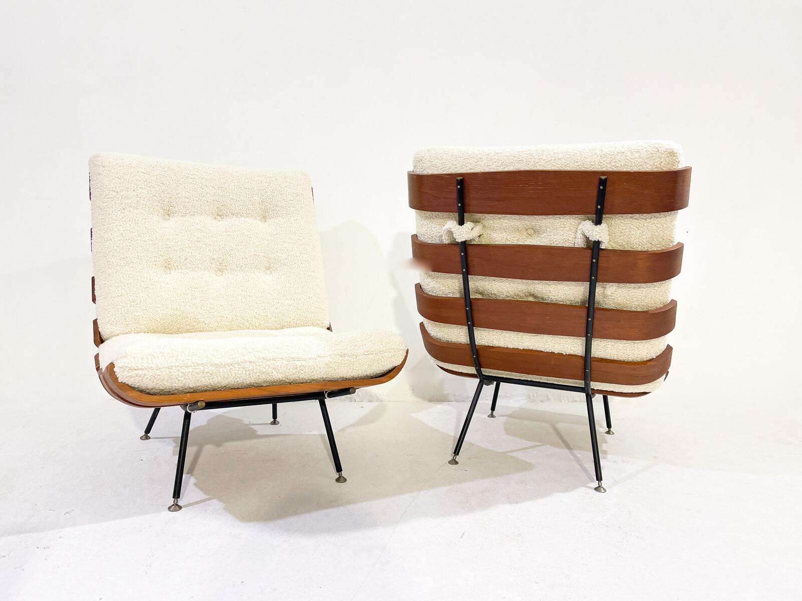 Mid-Century moderno Coppia di sedie da salotto Costela di metà secolo di Carlo Hauner e Martin Eisler in vendita