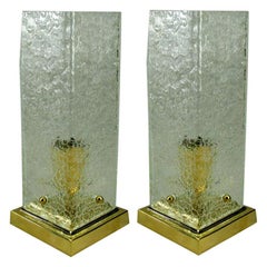 Pair of Midcentury Crackle Glass Lamps