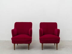 Paire de fauteuils en velours Crimson du milieu du siècle dernier par Gustavo Pulitzer Finali Cassina