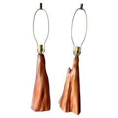 Pair of Mid-Century Cypress Root Table Lamps - Organic Modern Driftwood, 1950s