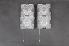Pair of Mid Century Czech Glass Wall Lights by Kamenický Šenov