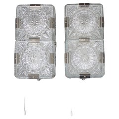 Pair of Mid Century Czech Glass Wall Lights by Kamenický Šenov