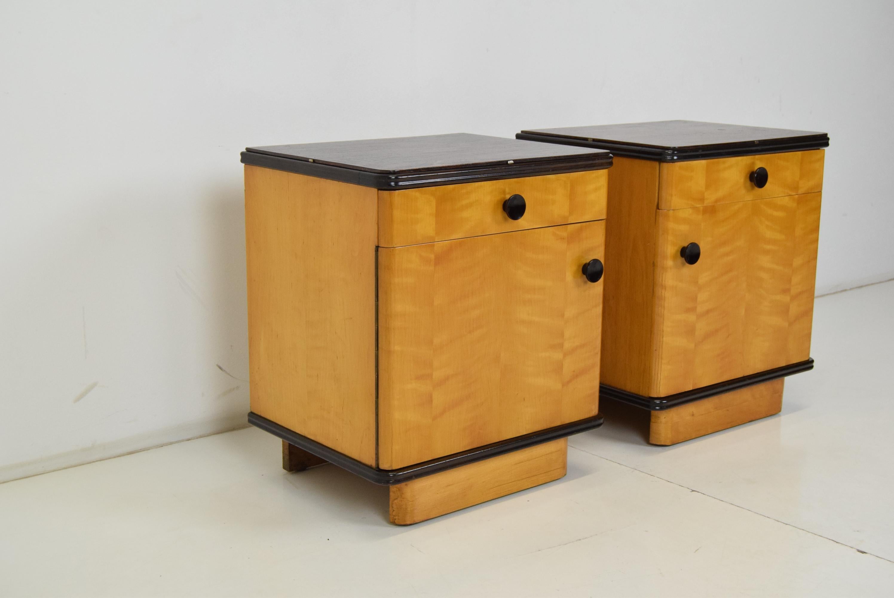 Wood Pair of Mid-Century Czechoslovakia Bedside Tables, 1960's For Sale