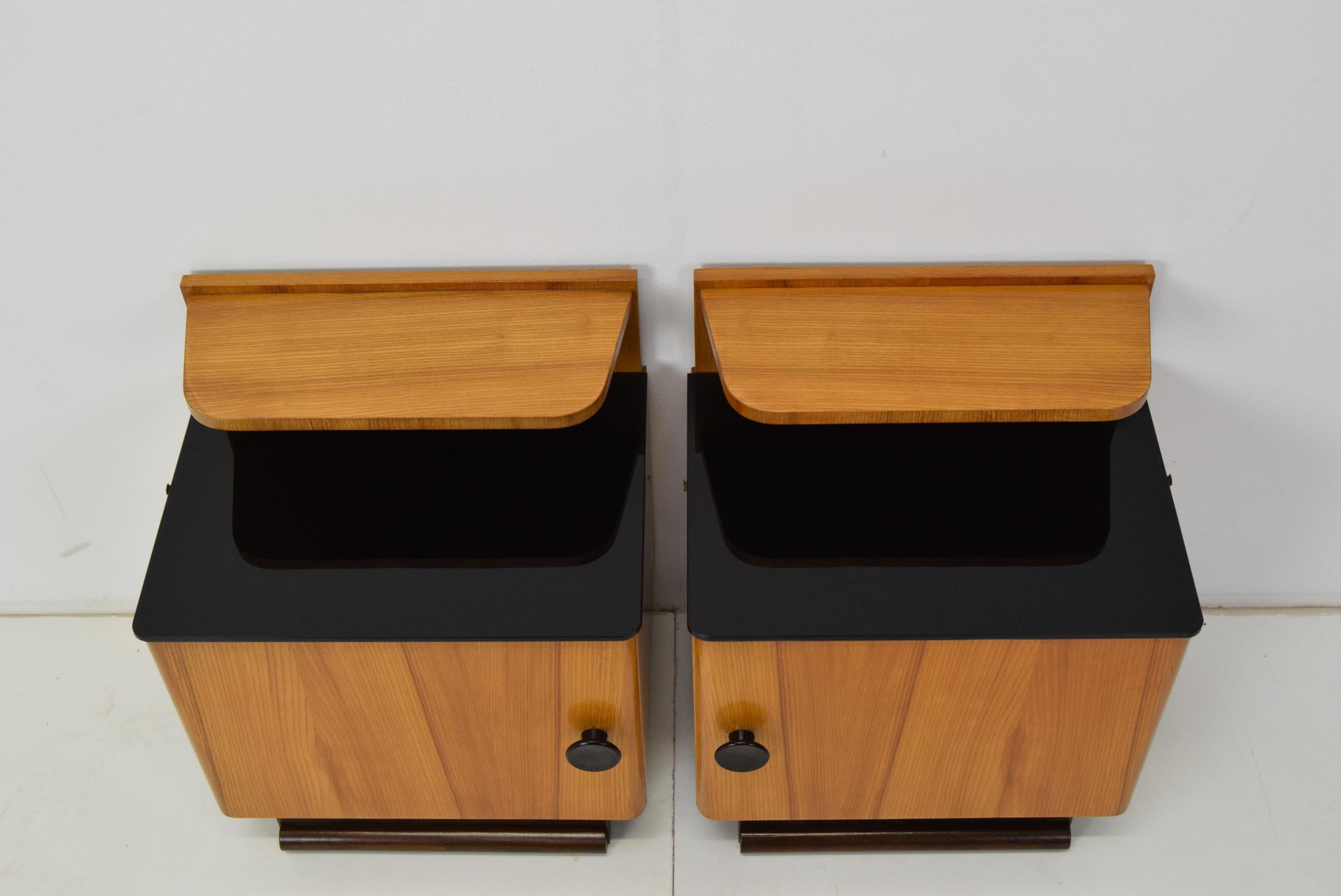 Glass Pair of Mid-Century Czechoslovakia Bedside Tables, 1960's