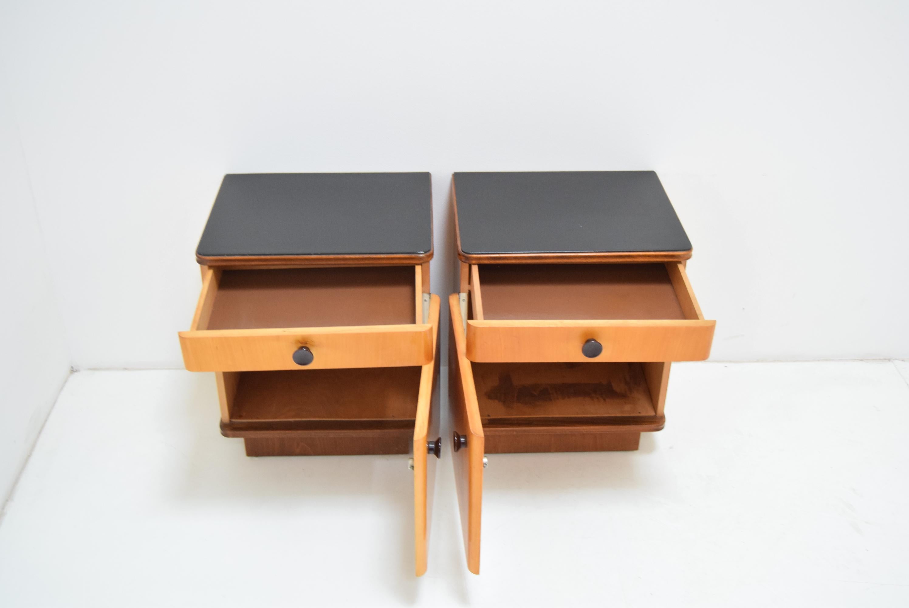Wood Pair of Midcentury Czechoslovakian Bedside Tables, 1960s
