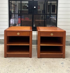 Pair of Mid Century D-Scan Captain Line teak nightstands
