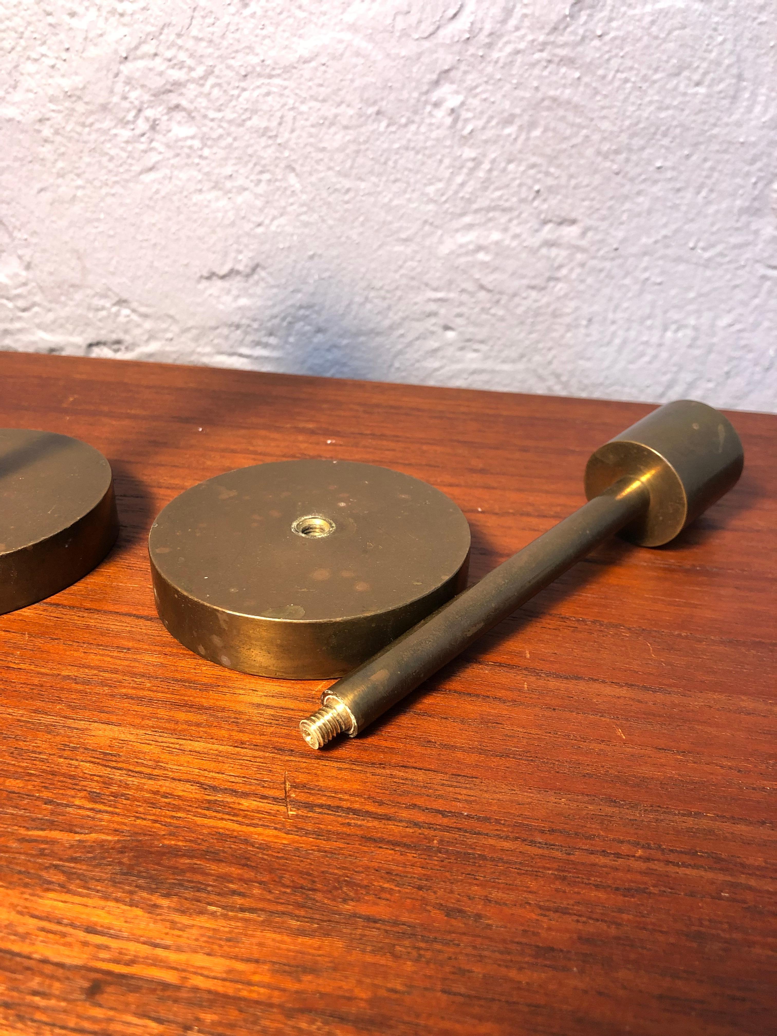 Pair of Mid-Century Danish Brass Candle Holders For Sale 4