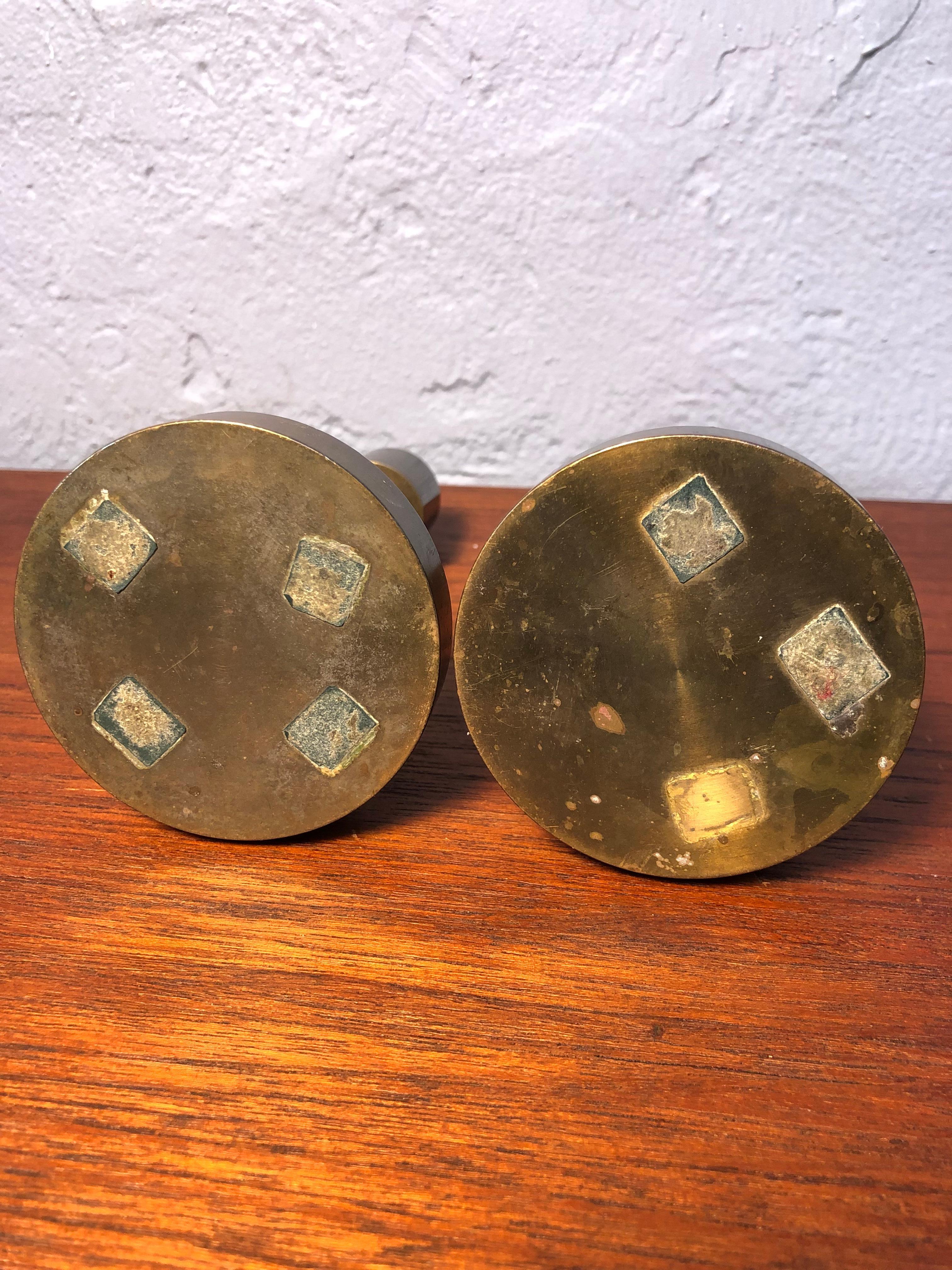Pair of Mid-Century Danish Brass Candle Holders For Sale 5