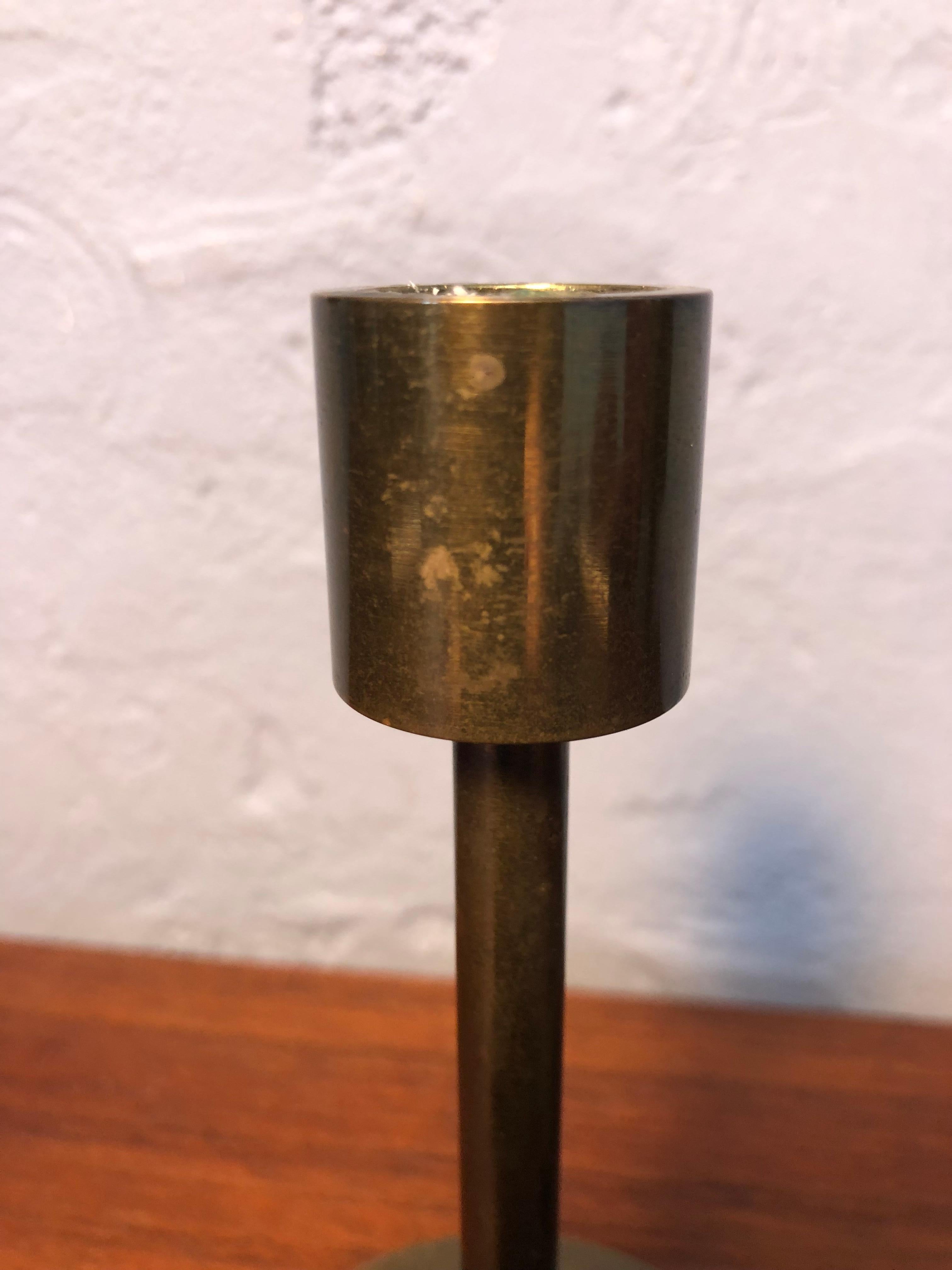 Pair of Mid-Century Danish Brass Candle Holders For Sale 3