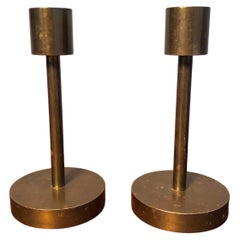 Pair of Mid-Century Danish Brass Candle Holders