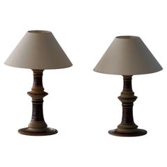 Pair of Mid-Century Danish Ceramic Table Lamps by Tue Poulsen, 1970s