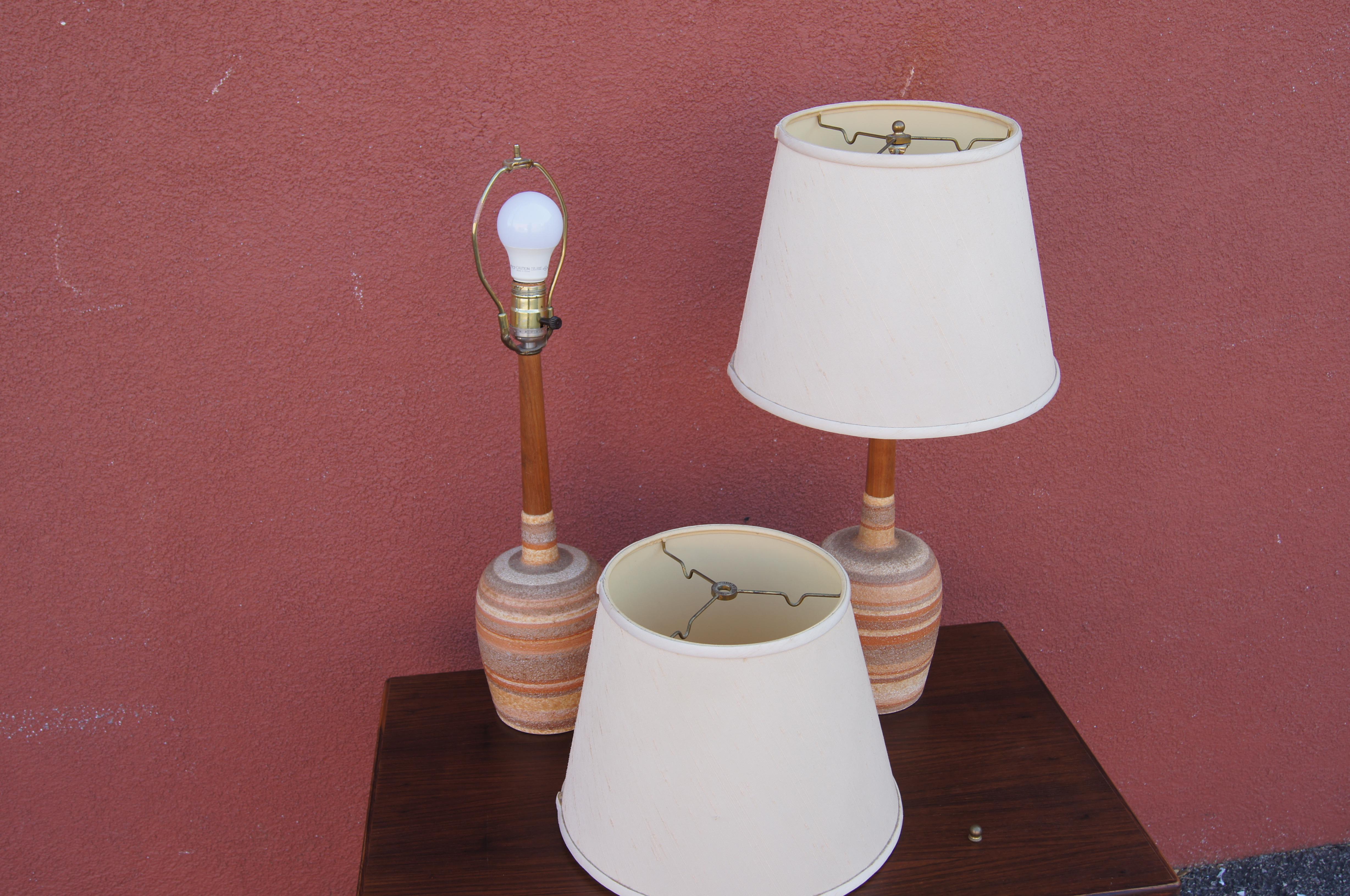 Pair of Midcentury Danish Ceramic Table Lamps In Good Condition In Dorchester, MA