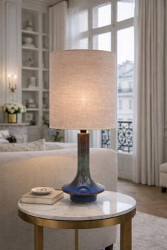 Coppia di lampade da tavolo in ceramica danese della metà del secolo scorso "Ufo" di Soholm