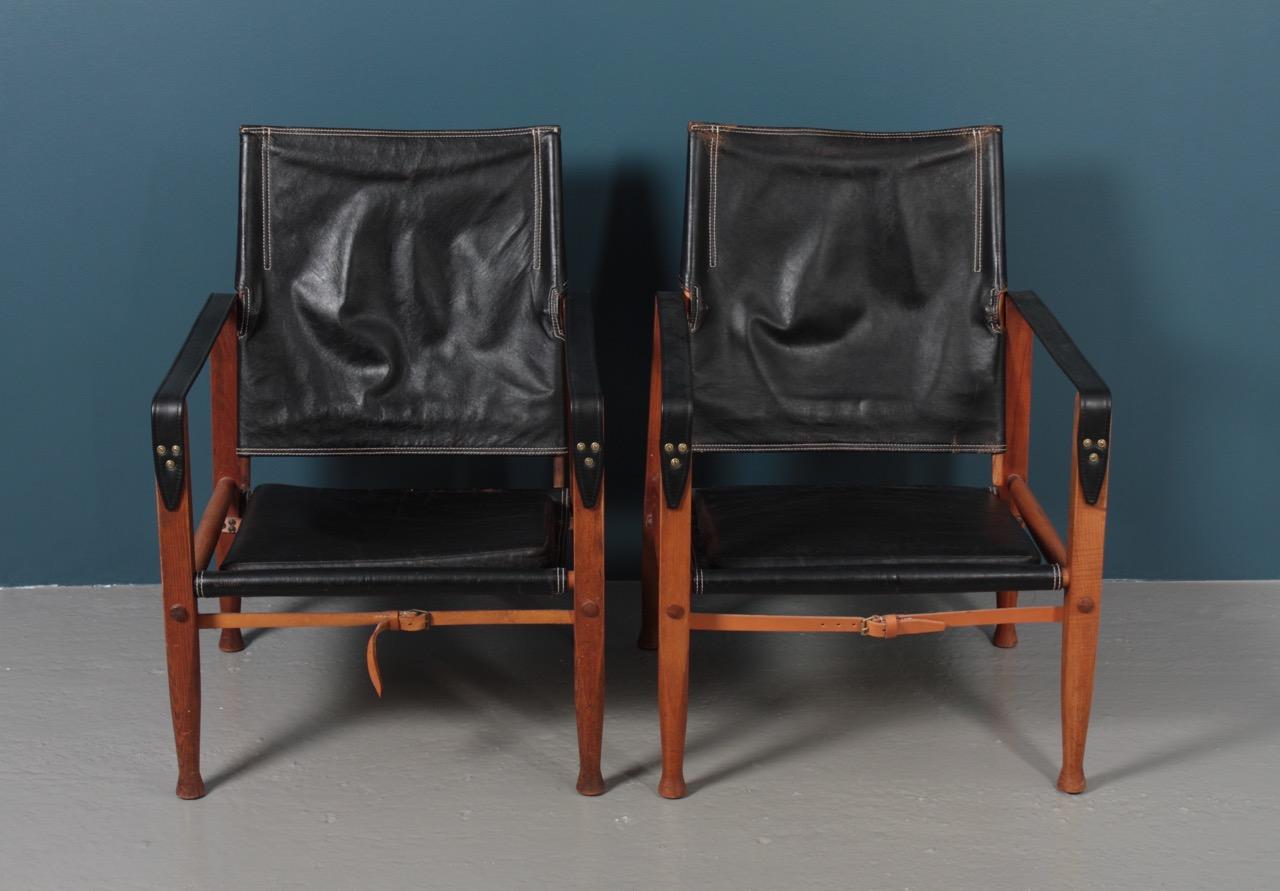 Pair of Midcentury Danish Design Lounge Chairs in Patianted Leather by Klint 6