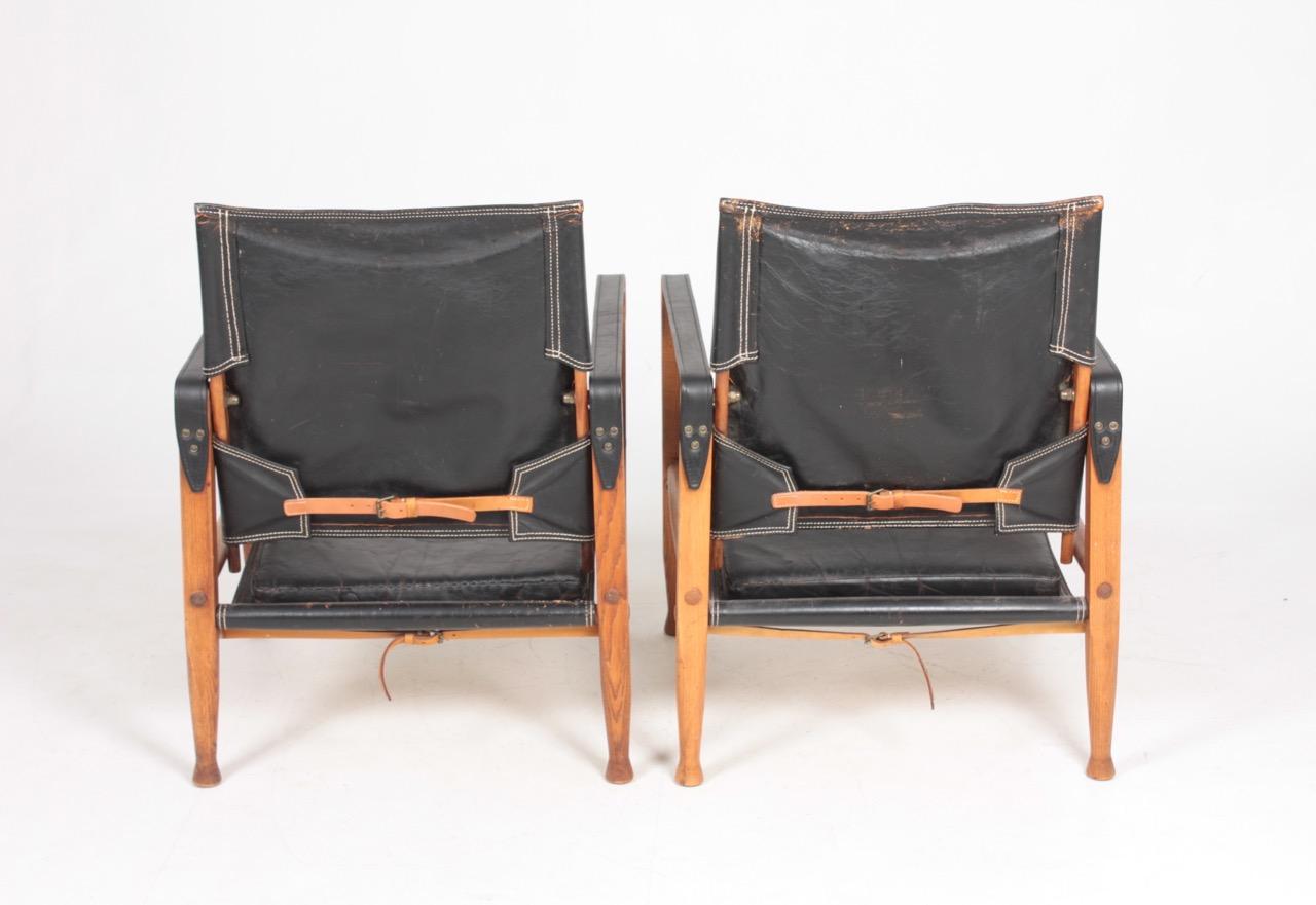 Pair of Midcentury Danish Design Lounge Chairs in Patianted Leather by Klint 3