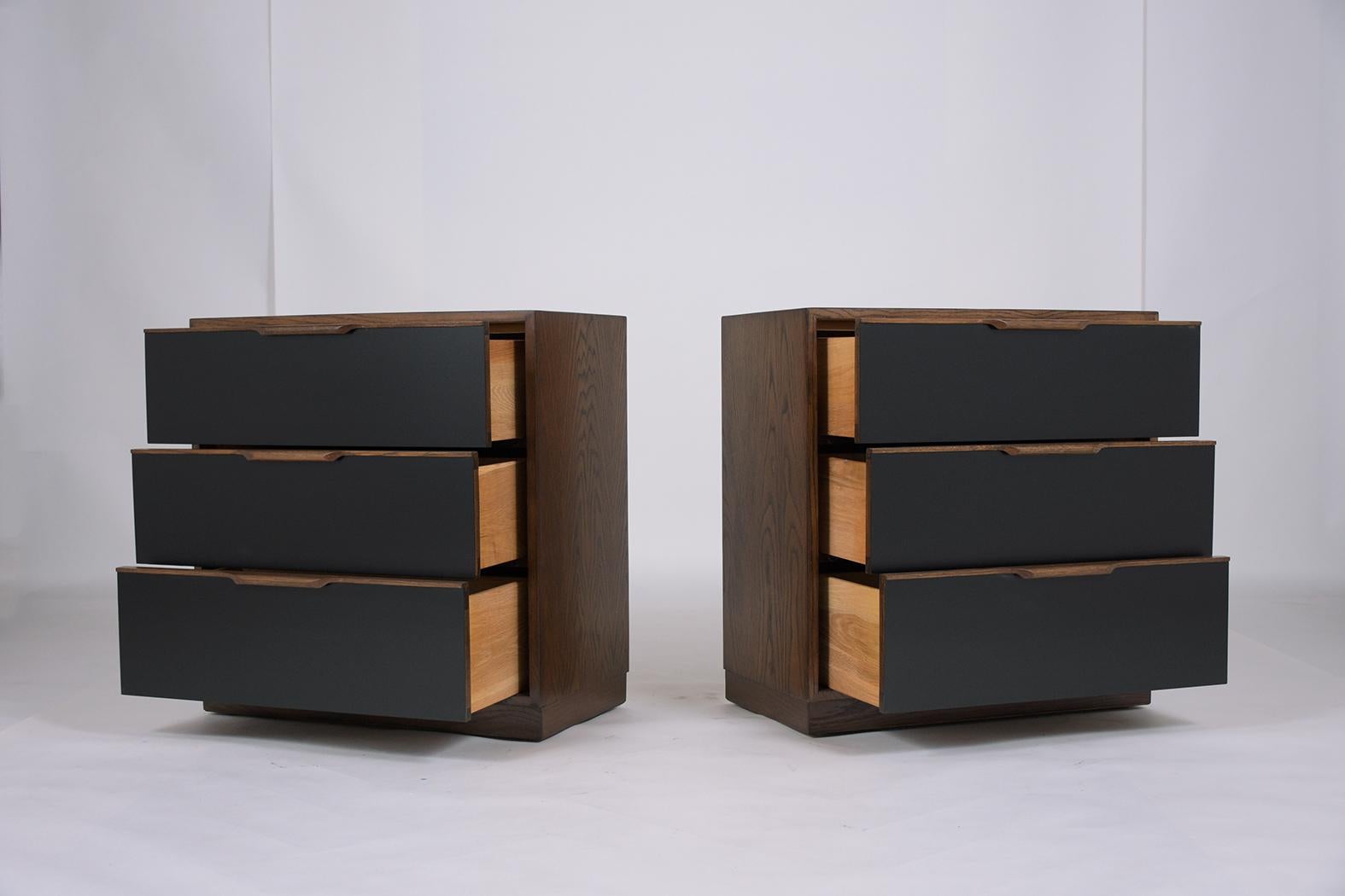 Pair of  Mid-Century Modern Danish Walnut Chests with Black Lacquer Finish For Sale 5
