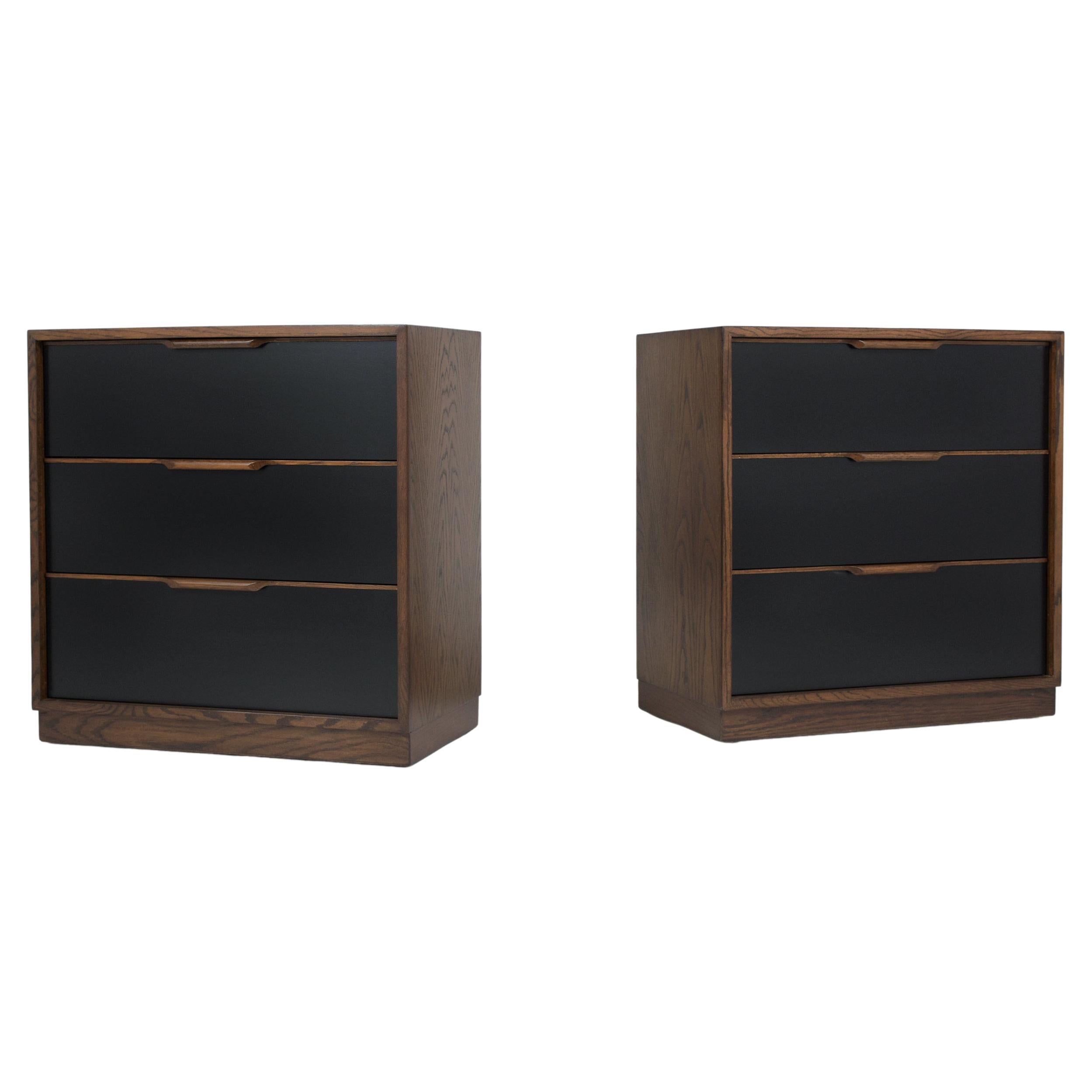Introducing our exceptional pair of Mid-Century Danish Chests of Drawers, a testament to the timeless appeal of walnut craftsmanship. These bachelor dressers, hand-crafted from the finest walnut wood, have been fully restored to their original