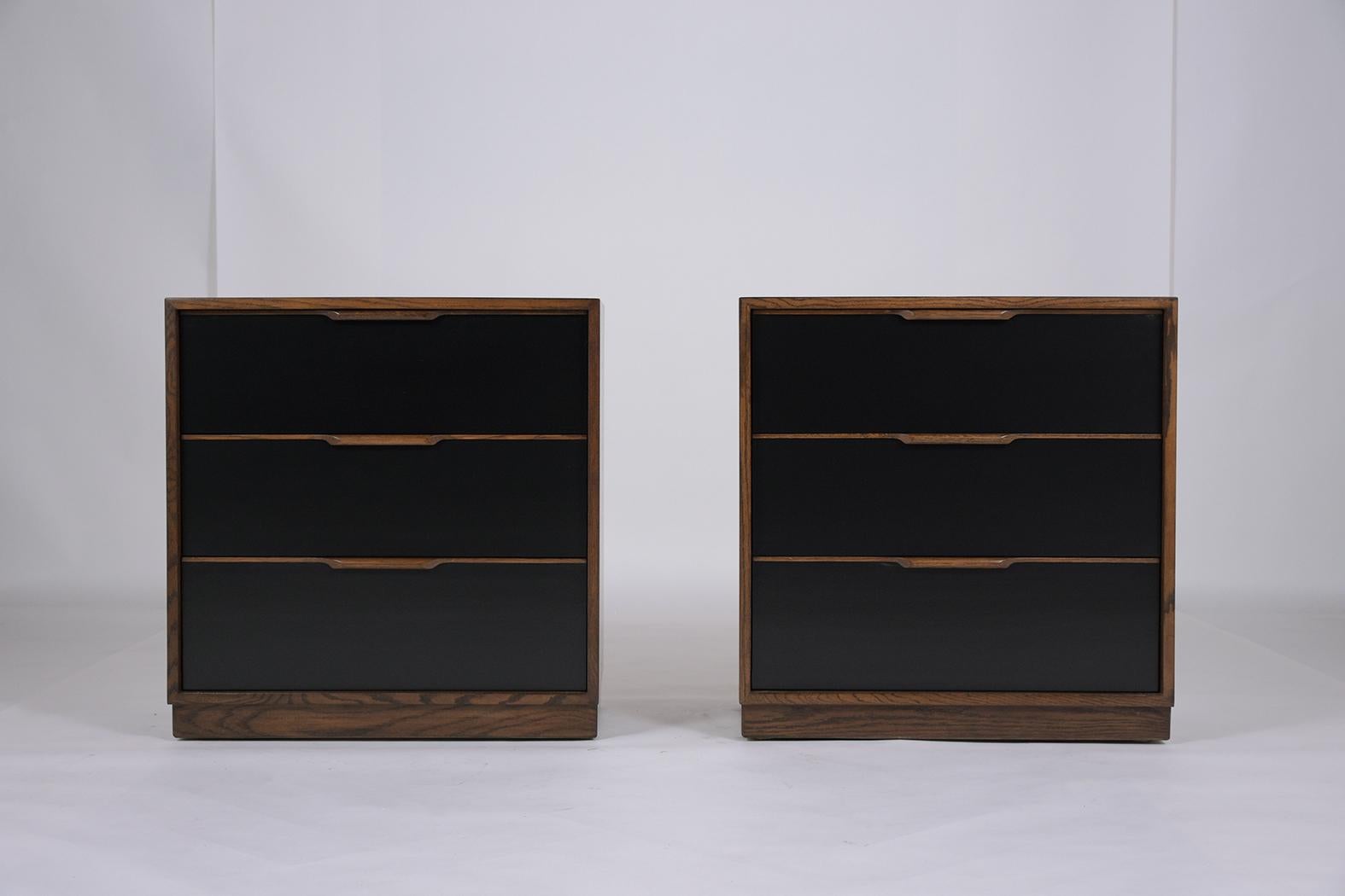 Hand-Crafted Pair of  Mid-Century Modern Danish Walnut Chests with Black Lacquer Finish For Sale