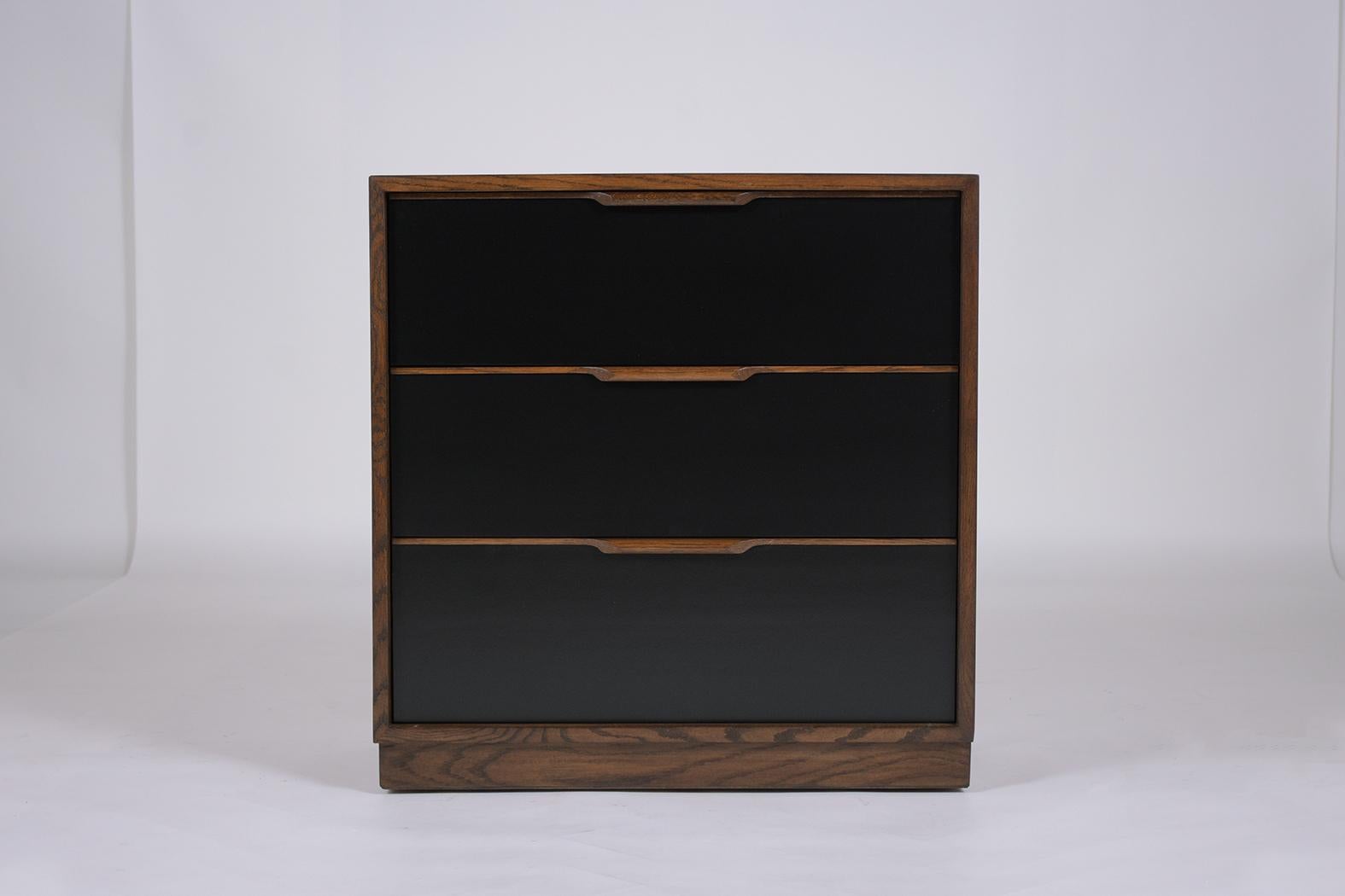 Pair of  Mid-Century Modern Danish Walnut Chests with Black Lacquer Finish In Good Condition For Sale In Los Angeles, CA