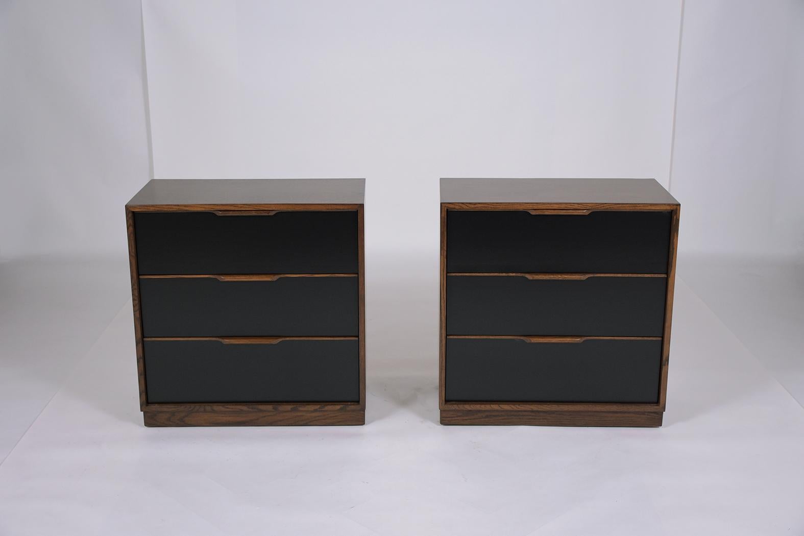 Mid-20th Century Pair of  Mid-Century Modern Danish Walnut Chests with Black Lacquer Finish For Sale