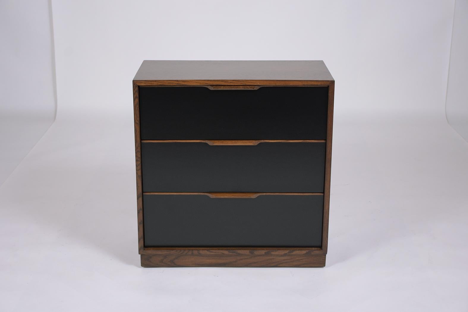Paint Pair of  Mid-Century Modern Danish Walnut Chests with Black Lacquer Finish For Sale