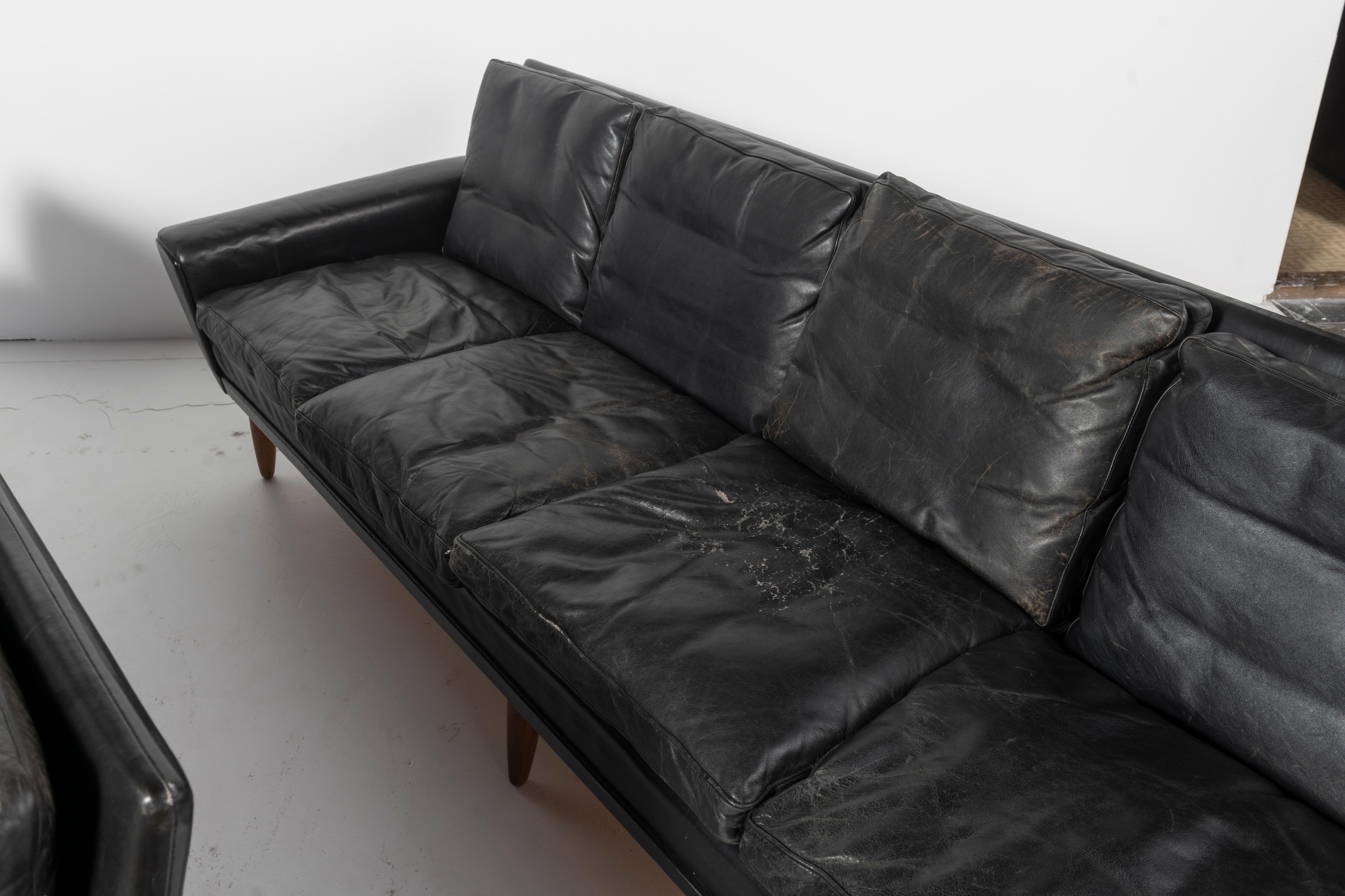 20th Century Pair of Mid-Century Danish Leather Sofas - Georg Thams