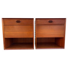 Pair of Mid Century Danish Modem Teak Floating Nightstands Wall Mount