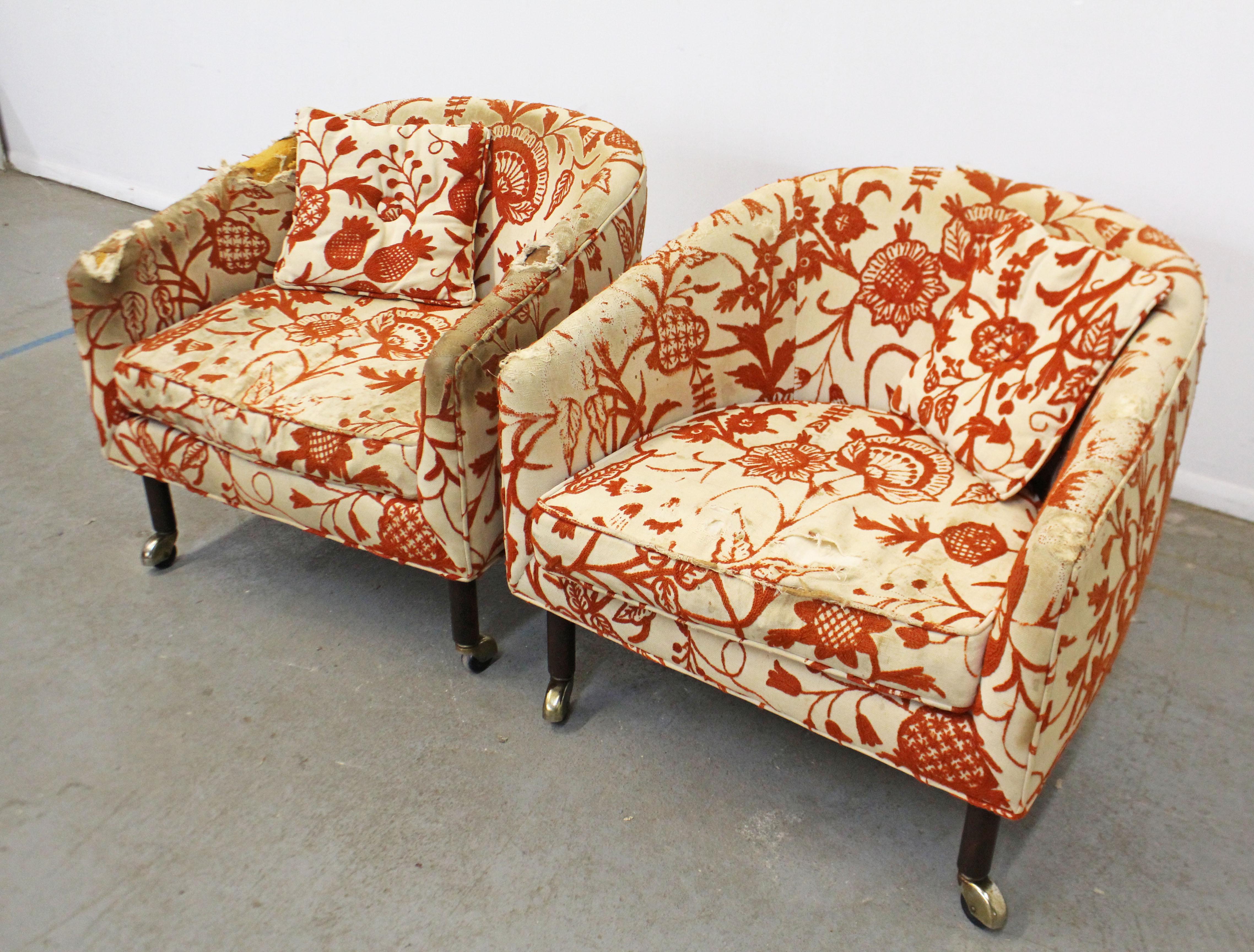 American Pair of Midcentury Danish Modern Harvey Probber Barrel Back Lounge Chairs
