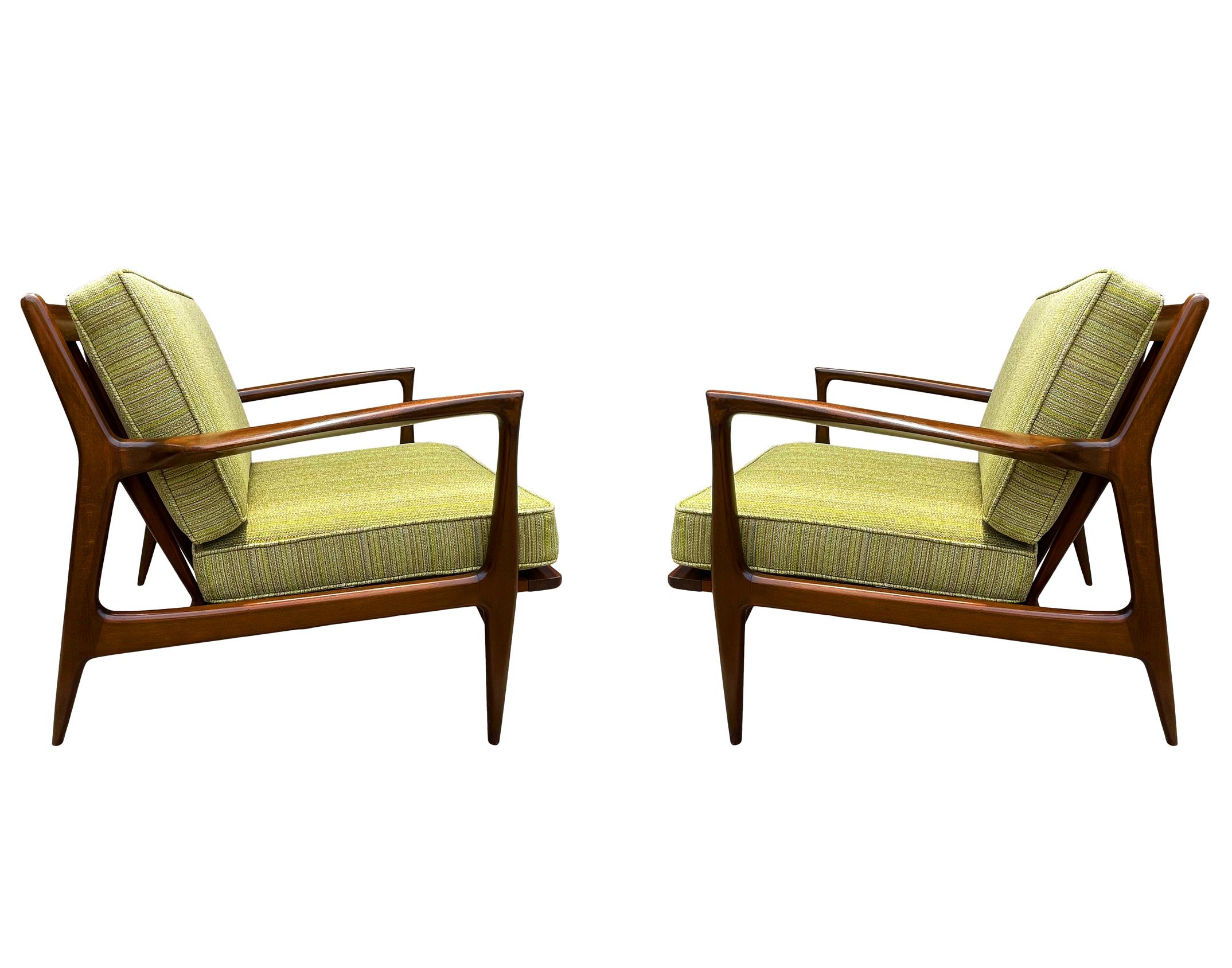 Pair of Mid Century Danish Modern IB Kofod-Larsen Lounge Chairs in Walnut 4