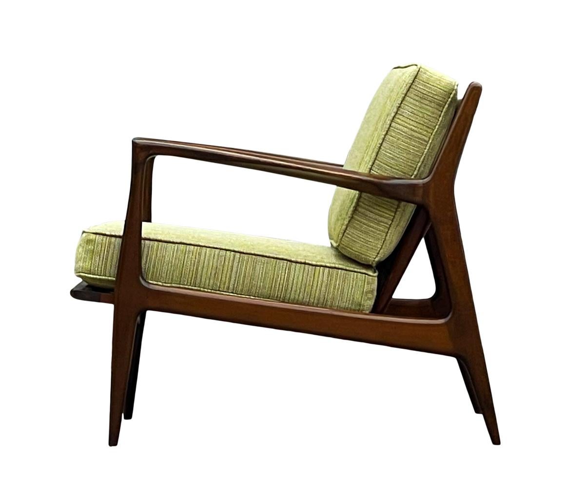 Fabric Pair of Mid Century Danish Modern IB Kofod-Larsen Lounge Chairs in Walnut